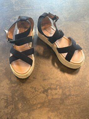 Black Espadrille Platform Sandals